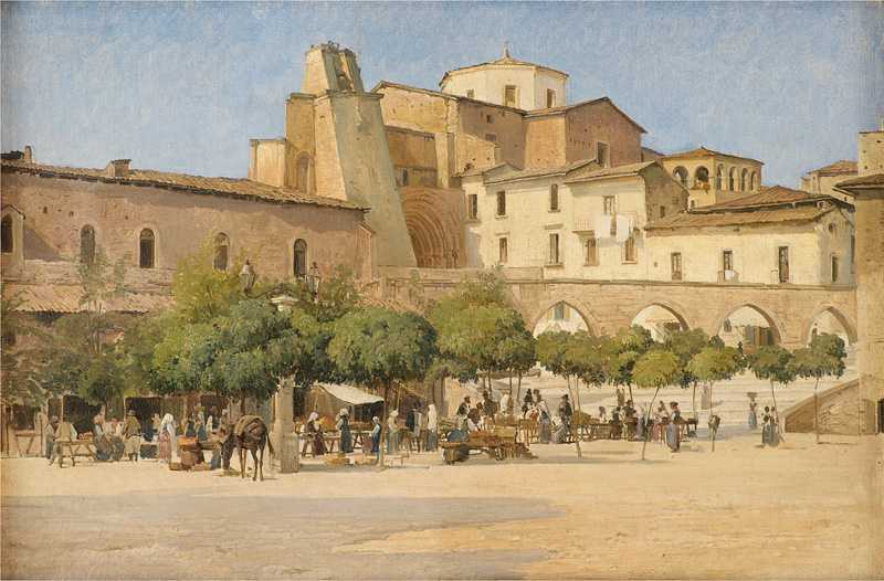 Torvet i Sulmona oil painting by Edvard Petersen